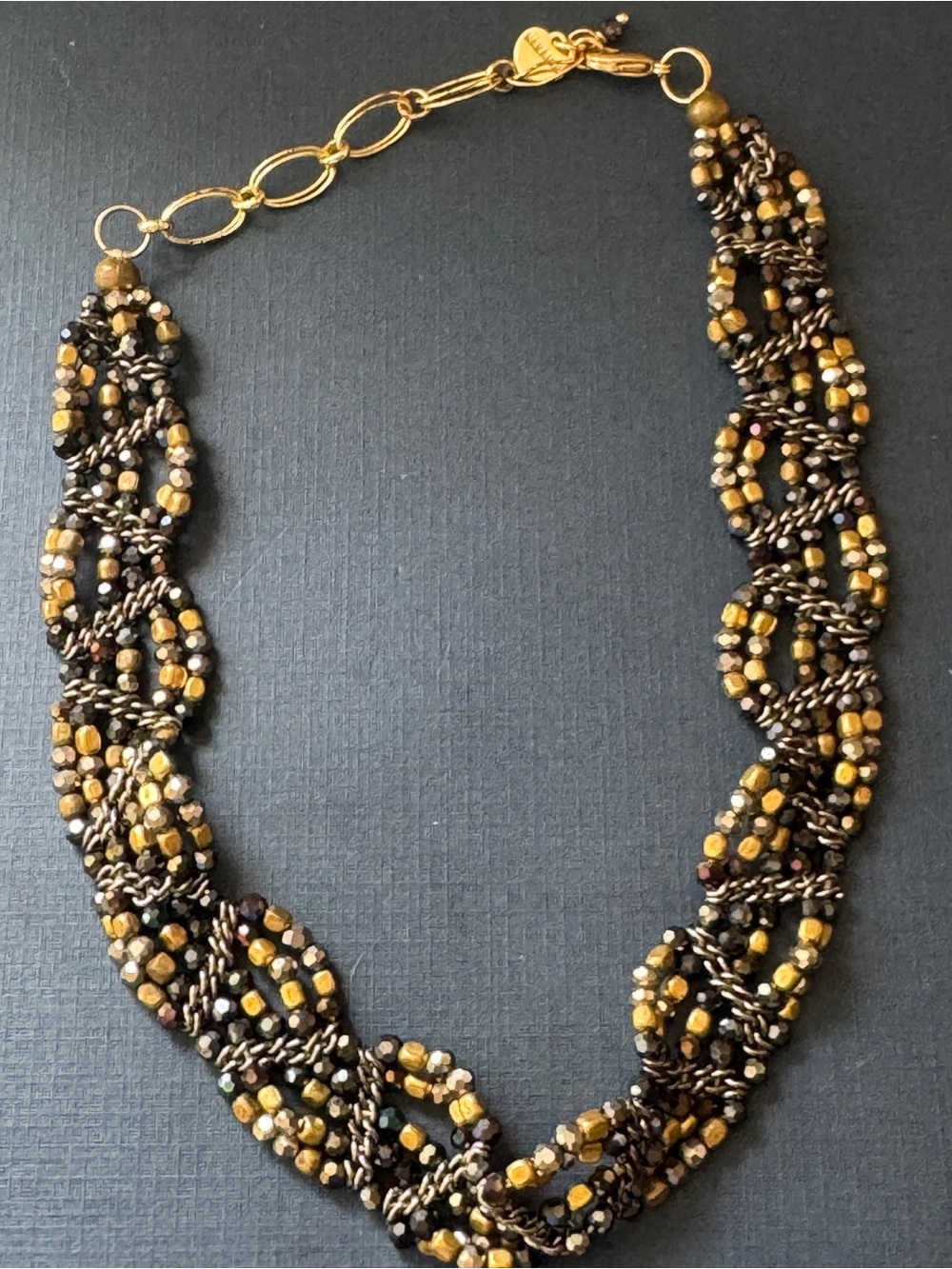 Nakamol Chicago Braided Beaded Choker Necklace gold/mixed metal